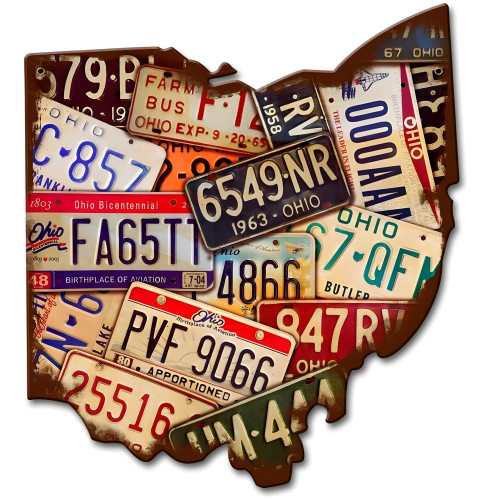 Ohio License Plates Metal Sign - 11" x 13"
