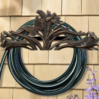 Decorative Butterfly Wall-Mount Garden Hose Holder, Oil-Rubbed Bronze