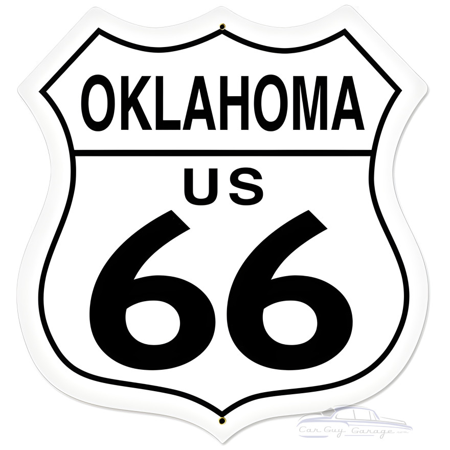 Oklahoma Route 66 Metal Sign - 28" x 28" Custom Shape