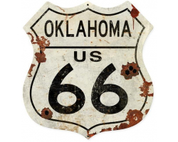 Oklahoma US 66 Metal Sign - 28" x 28" Custom Shape