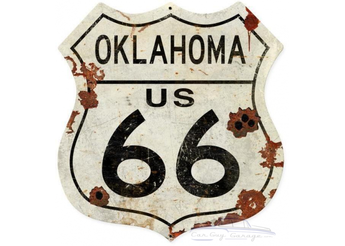 Oklahoma US 66 Metal Sign - 28" x 28" Custom Shape