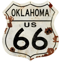 Oklahoma Route 66 Shield Metal Sign - 15" x 15"