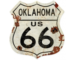 Oklahoma US 66 Shield Metal Sign - 15" x 15"