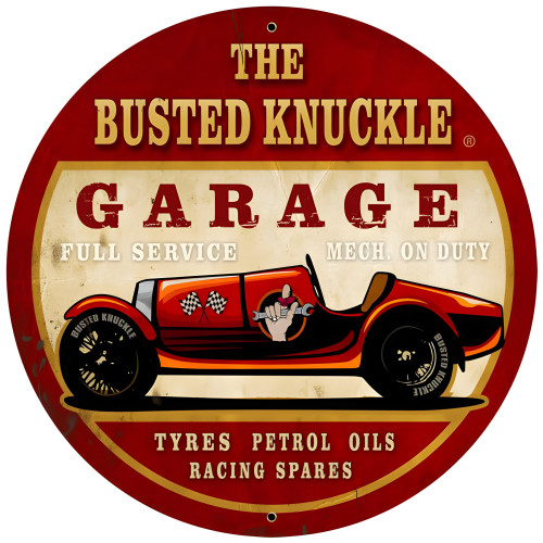Old Race Car Metal Sign - 28" Round