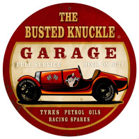 Old Race Car Metal Sign - 14" Round