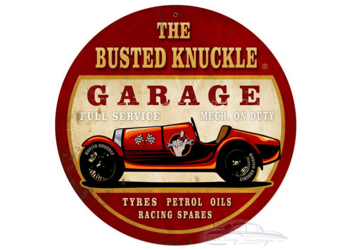 Old Race Car Metal Sign - 14" Round