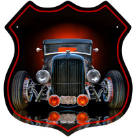 Old Rat Rod Shield Shape Metal Sign - 15" x 15"