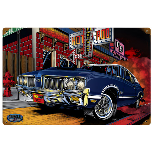 Olds 442 Metal Sign - 18" x 12"