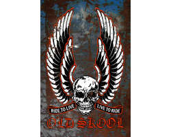 Old Skool Live to Ride Metal Sign - 12" x 18"