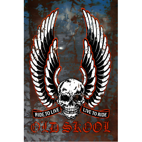 Old Skool Live to Ride Metal Sign - 12" x 18"