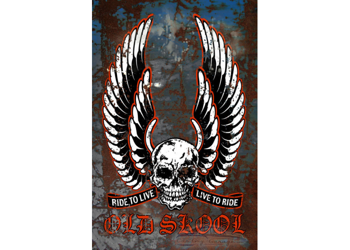 Old Skool Live to Ride Metal Sign - 12" x 18"
