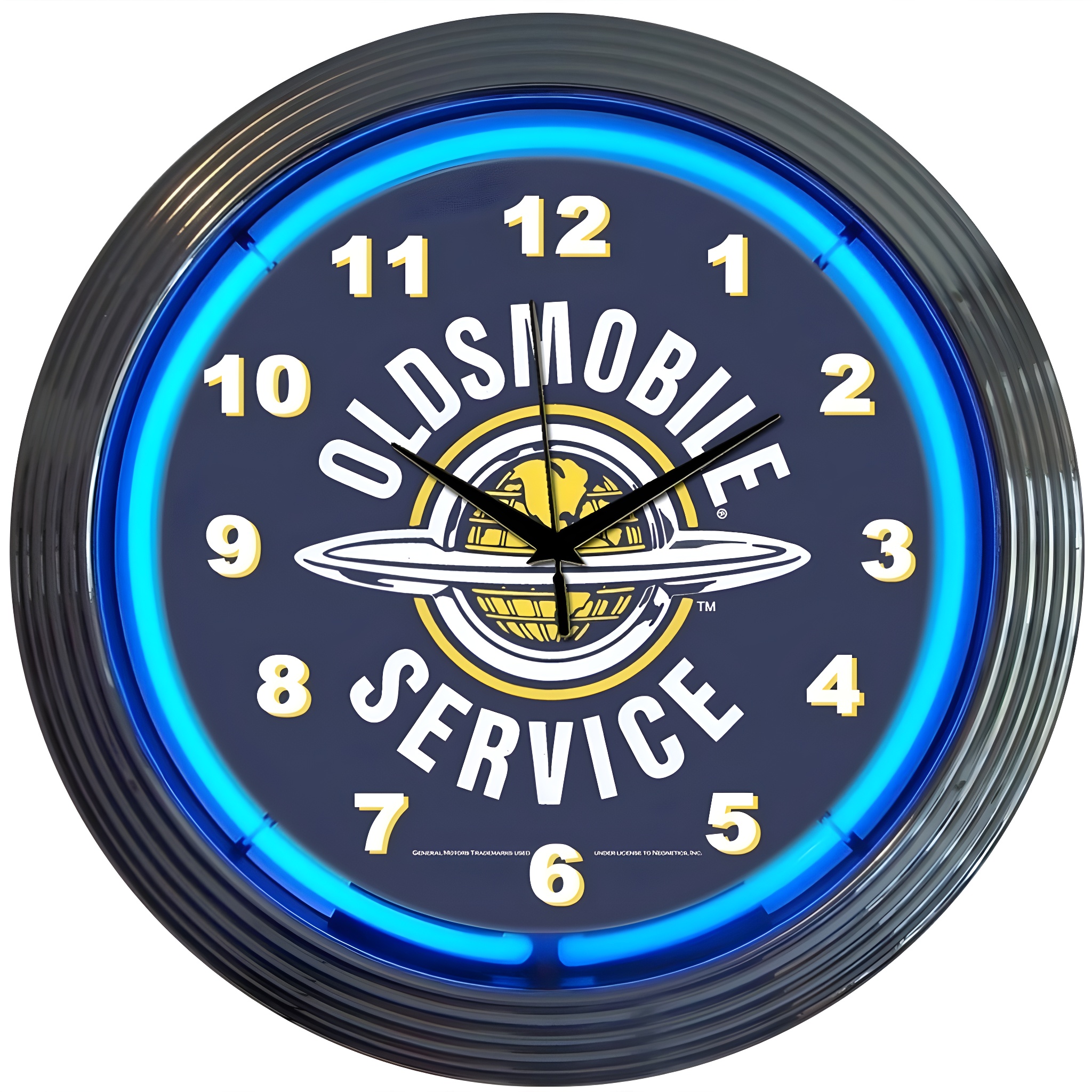 Oldsmobile Neon Clock - 15 Inch Blue Wall Clock