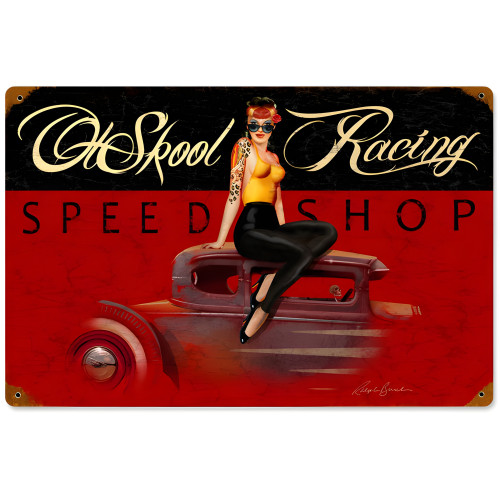 Ol Skool Speed Shop Metal Sign - 18" x 12"