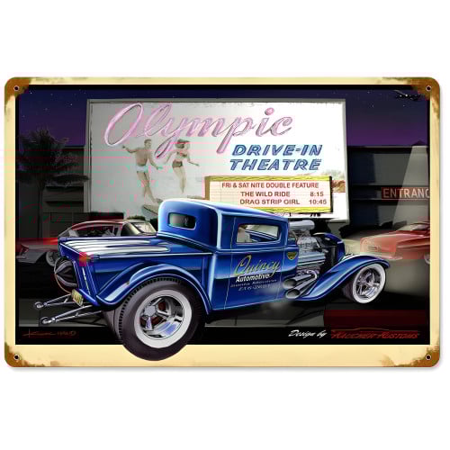 Olympic Drive-In Metal Sign - 18" x 12"