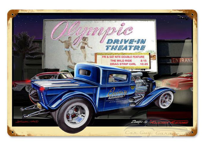 Olympic Drive-In Metal Sign - 18" x 12"