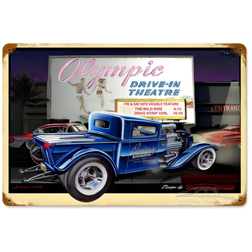 Olympic Drive-In Metal Sign - 18" x 12"