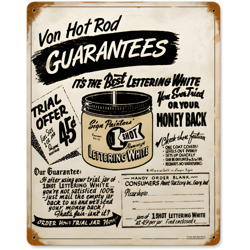 One Shot Paint Metal Sign - 12" x 15"