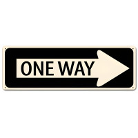 One Way Metal Sign - 24" x 8"