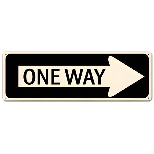One Way Metal Sign - 24" x 8"