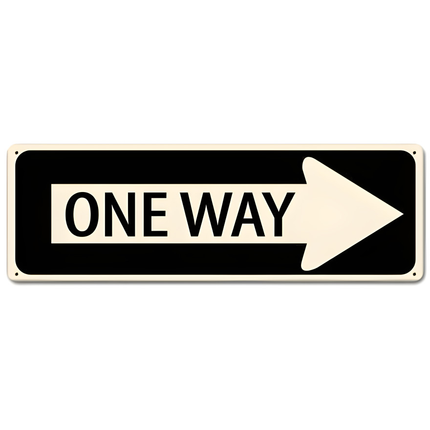 One Way Metal Sign - 24" x 8"