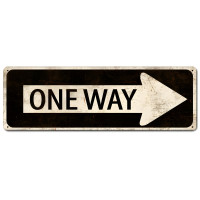 One Way Metal Sign - 24" x 8"