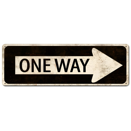 One Way Metal Sign - 24" x 8"