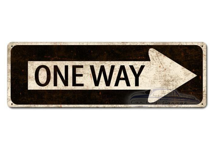 One Way Metal Sign - 24" x 8"
