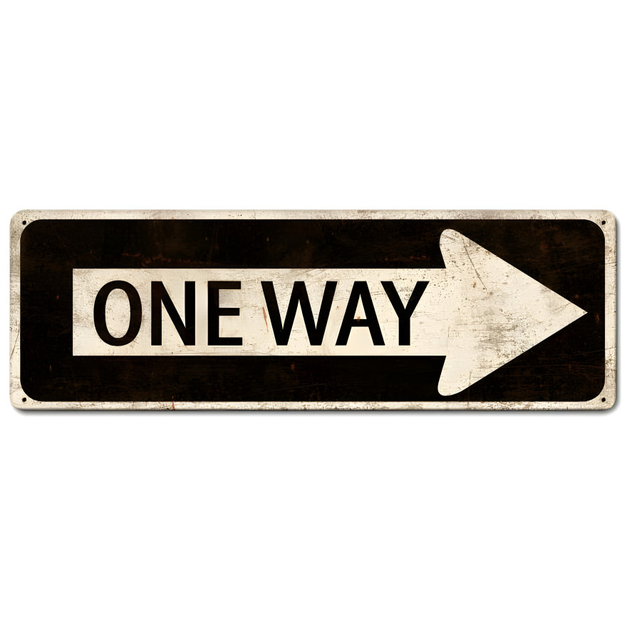One Way Metal Sign - 24" x 8"
