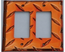 Orange Diamond Plate Double GFI Wall Plate
