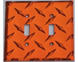 Orange Diamond Plate Double Toggle Wall Plate