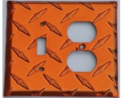 Orange Diamond Plate Switch Toggle Double Outlet Wall Plate