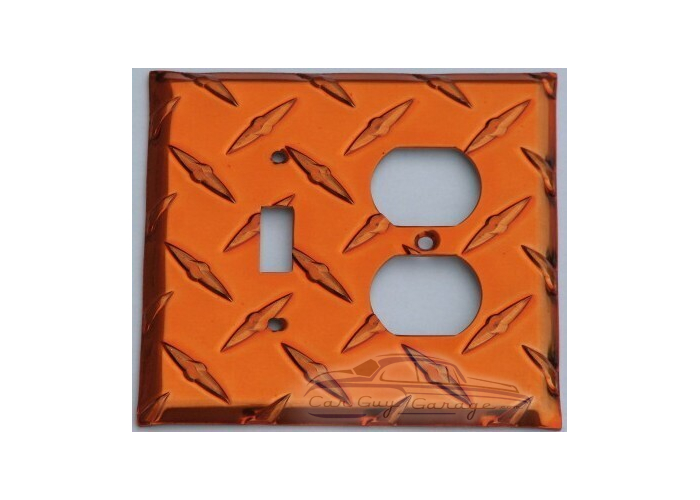 Orange Diamond Plate Switch Toggle Double Outlet Wall Plate