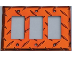 Orange Diamond Plate Triple GFI Wall Plate