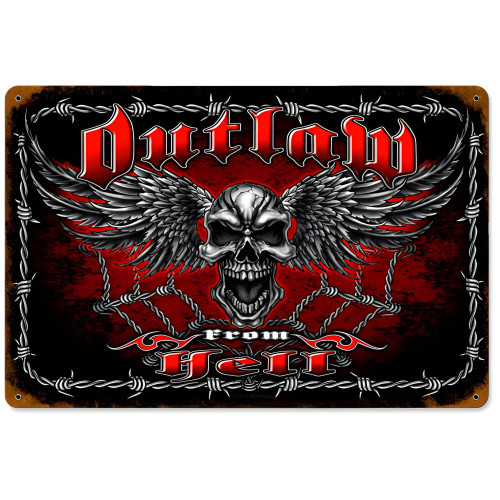 Outlaw from Hell Metal Sign - 12" x 18"