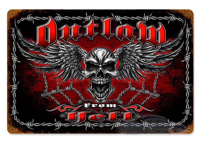 Outlaw from Hell Metal Sign - 12" x 18"
