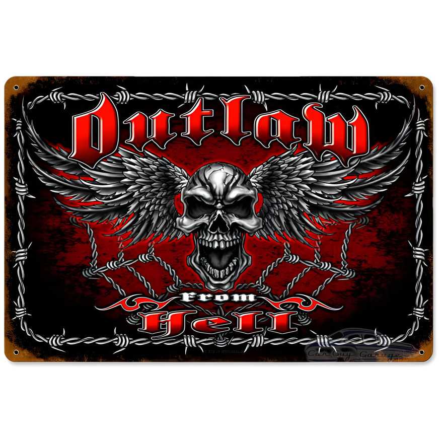 Outlaw from Hell Metal Sign - 12" x 18"