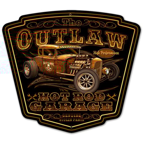 Outlaw Garage Metal Sign - 16" x 16"