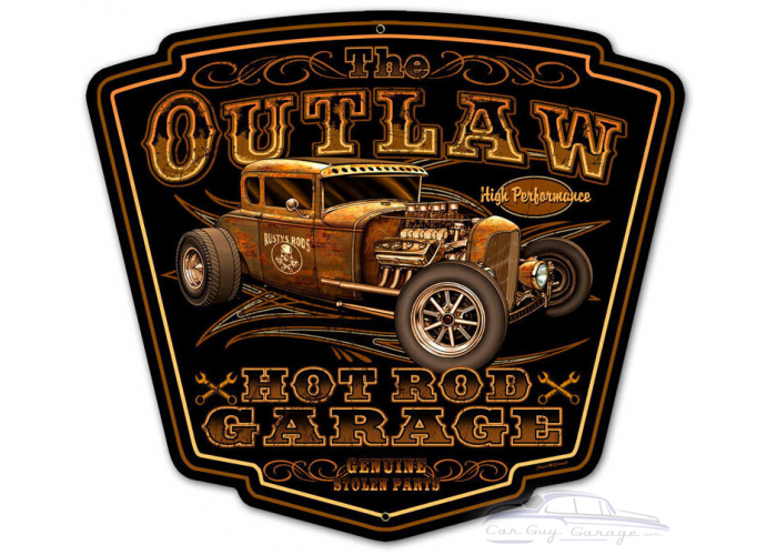 Outlaw Garage Metal Sign - 16" x 16"