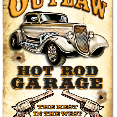 Outlaws Sign Outlaw Garage Metal Sign - Vintage 12