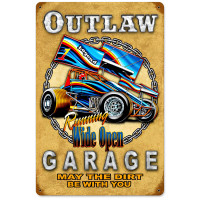Outlaw Garage Metal Sign - 12" x 18"