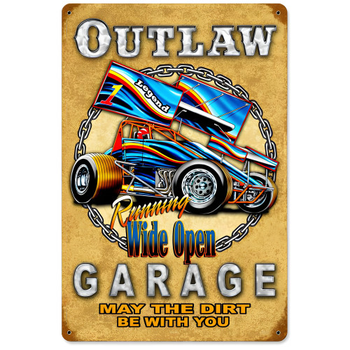Outlaw Garage Metal Sign - 12" x 18"