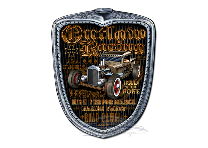 Outlaw Racing Grill Metal Sign