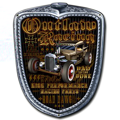 Outlaw Racing Grill Metal Sign - 11" x 14"