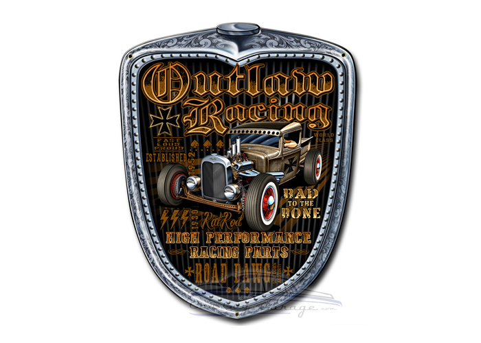 Outlaw Racing Grill Metal Sign - 11" x 14"