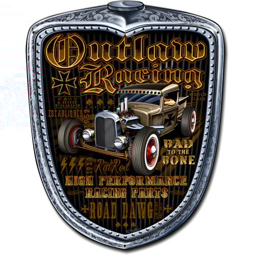 Outlaw Racing Grill Metal Sign - 15" x 18"