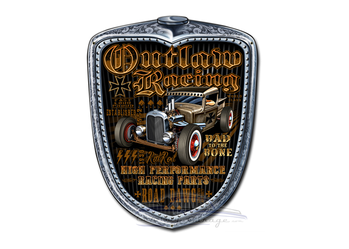 Outlaw Racing Grill Metal Sign - 15" x 18"