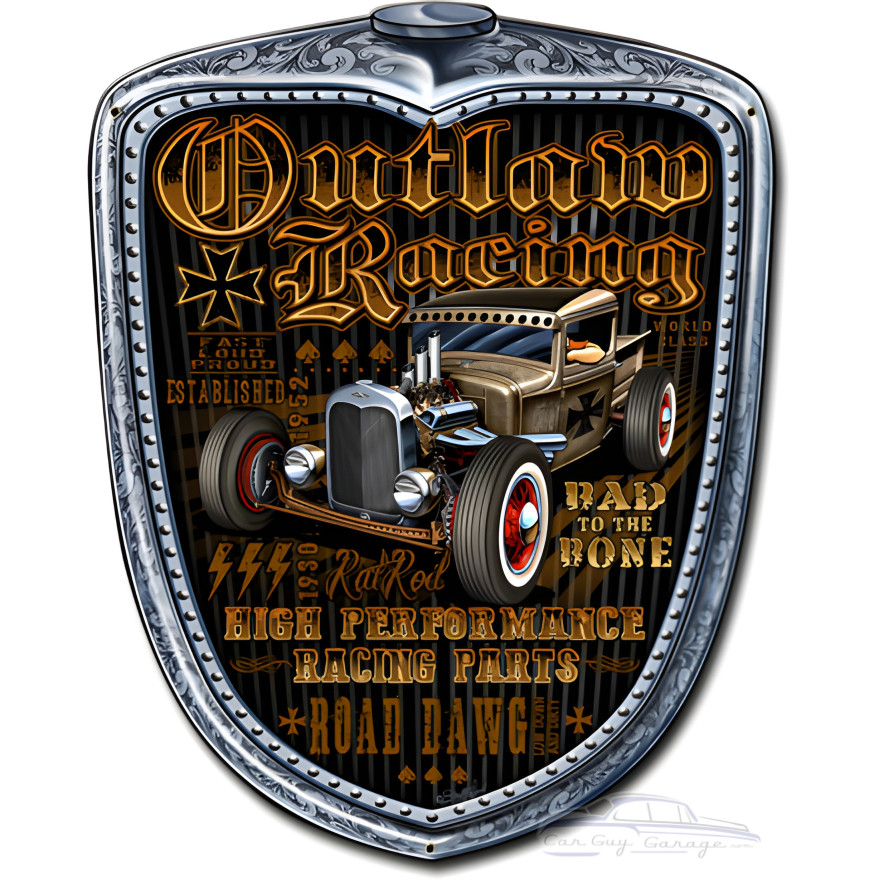 Outlaw Racing Grill Metal Sign - 15" x 18"