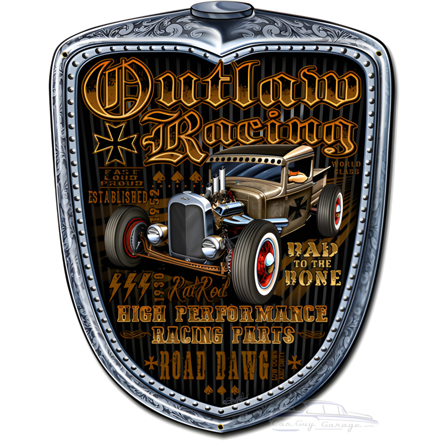 Outlaw Racing Grill Metal Sign - 20" x 24"
