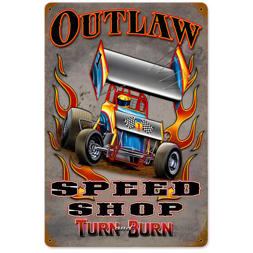 Outlaw Speed Shop Metal Sign - 12" x 18"