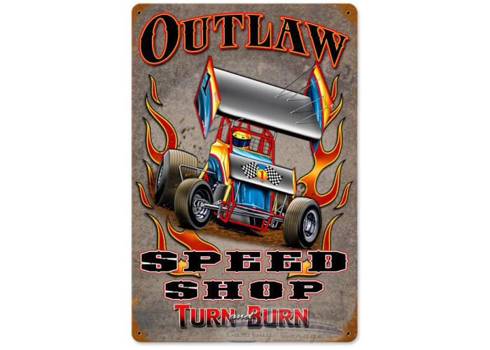 Outlaw Speed Shop Metal Sign - 12" x 18"